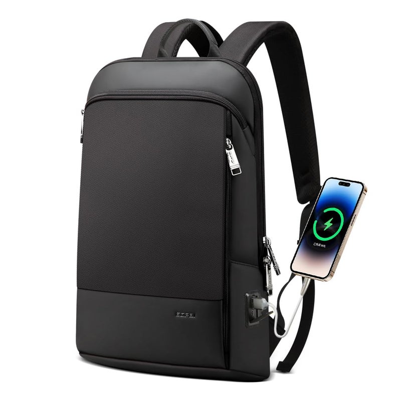 BOPai Slim Laptop Thin Business Backpack with Bottle Holder USB Charging Professional for Men Notebook Work Office Anti Theft Smart Computer 15-15.6 inch Back pack Light Black - Image 1